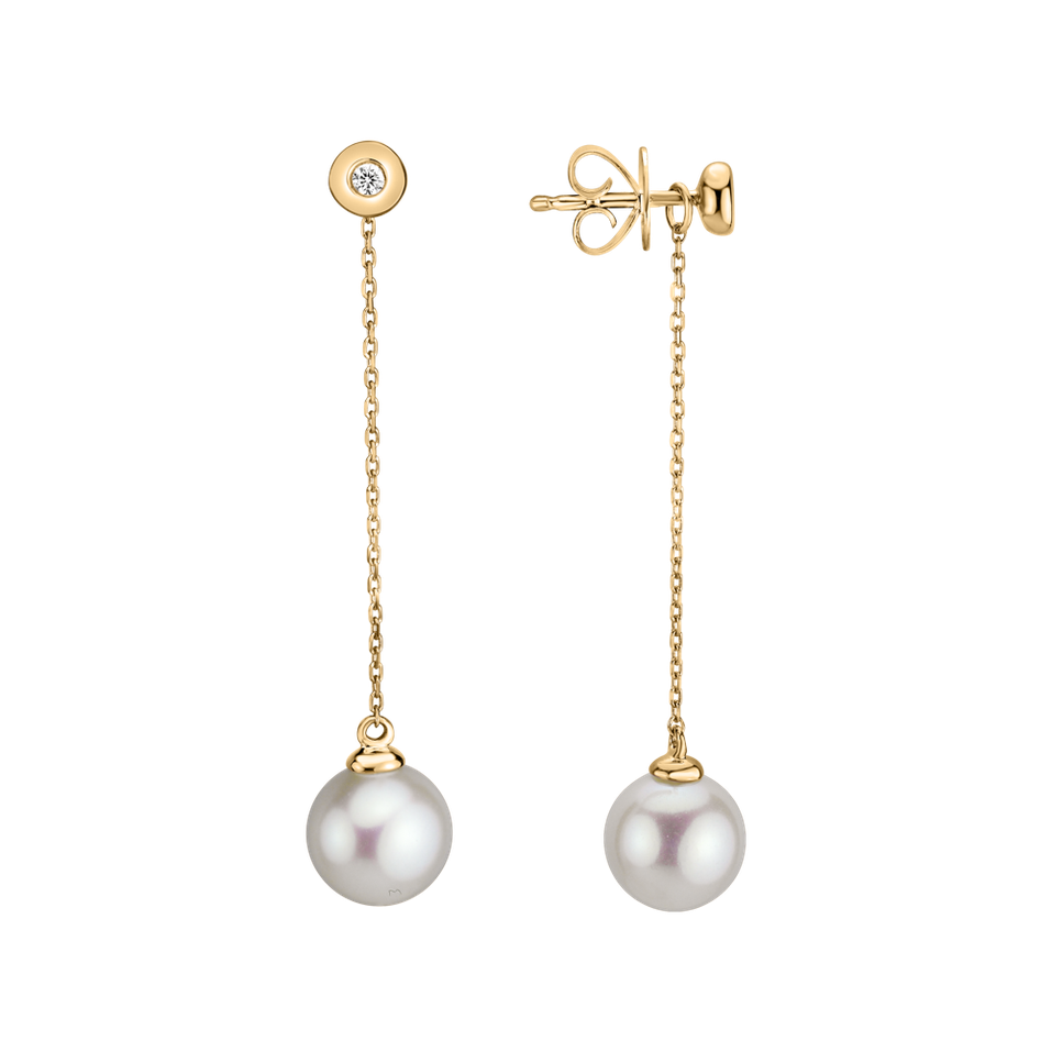Diamond earrings with Pearl Pearl Fall