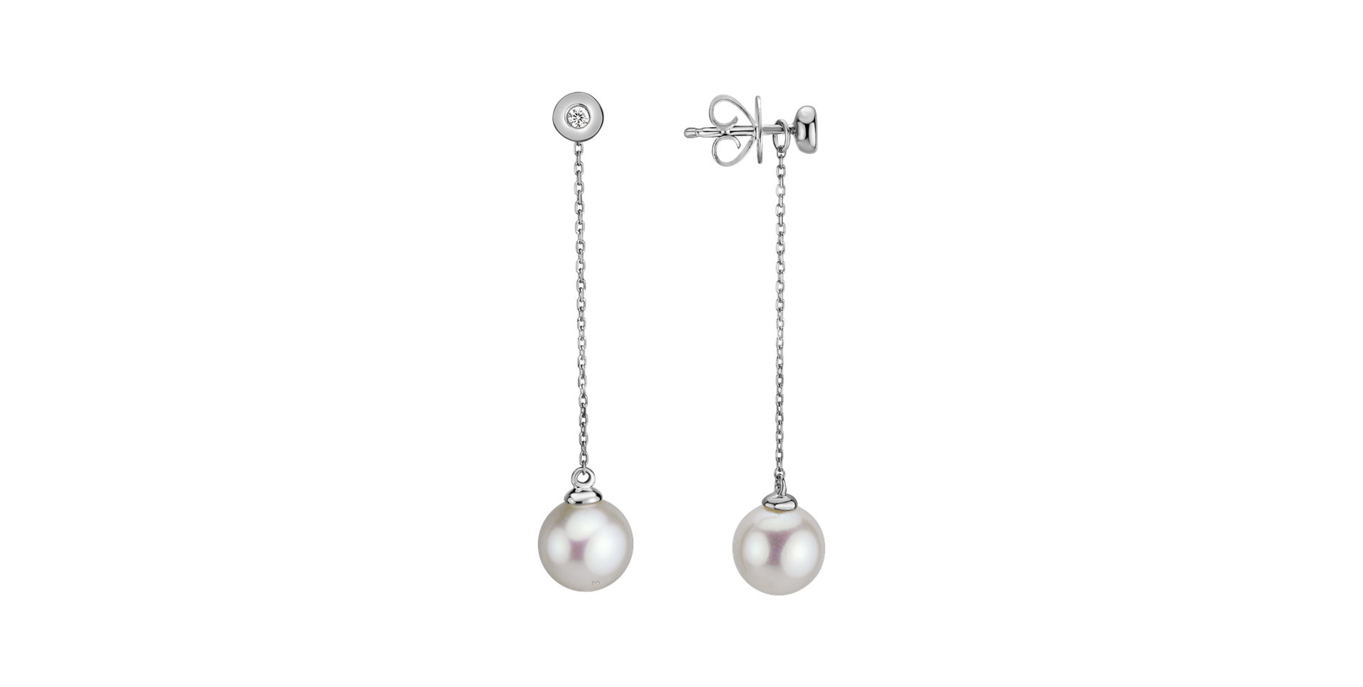Diamond earrings with Pearl Pearl Fall