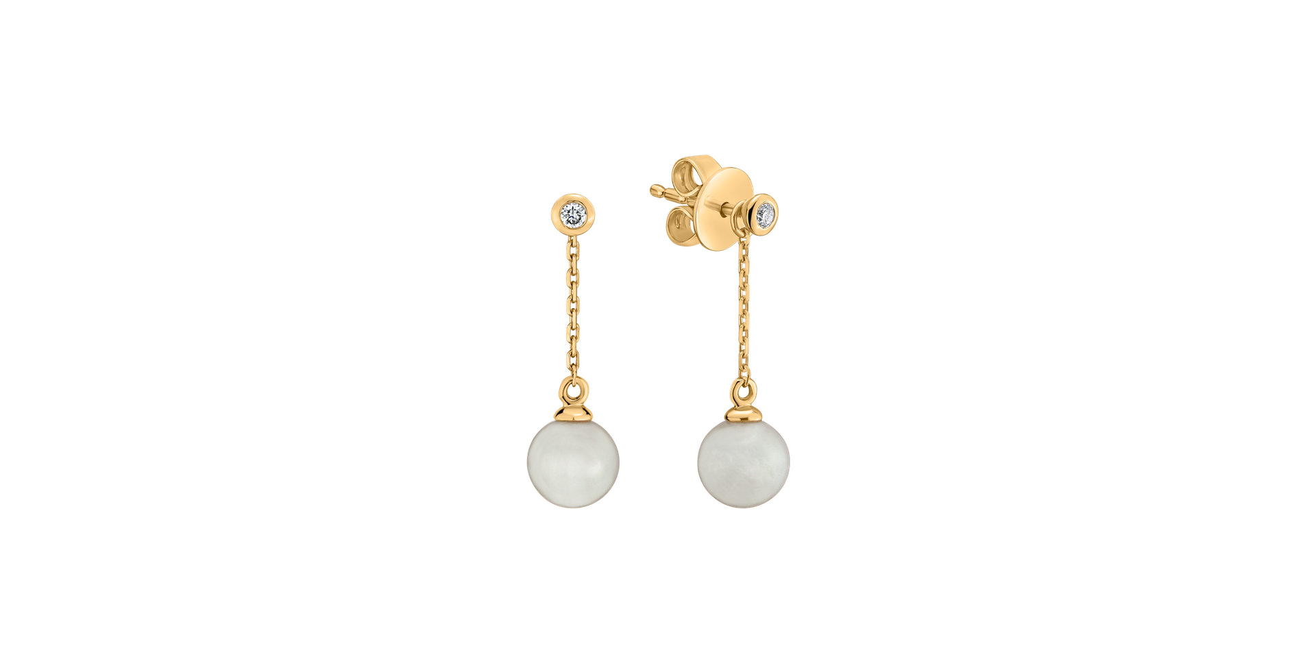 Diamond earrings with Pearl White Lake Soul