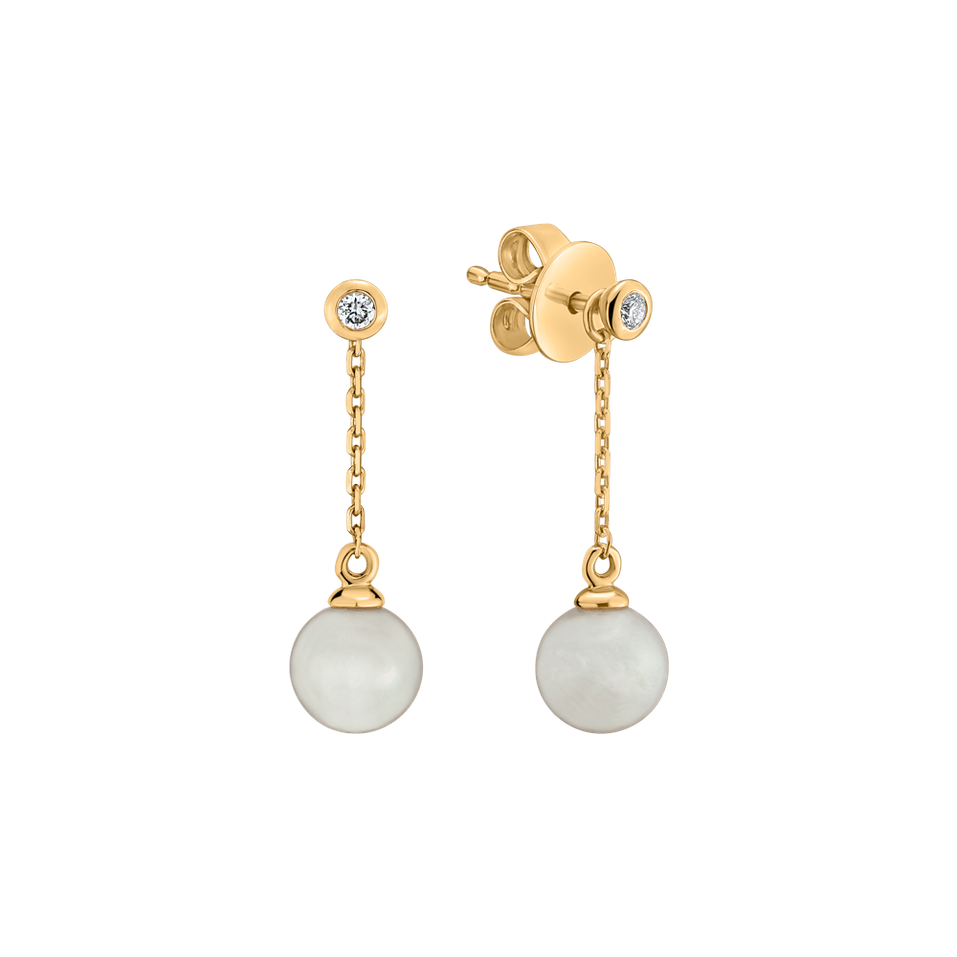Diamond earrings with Pearl White Lake Soul
