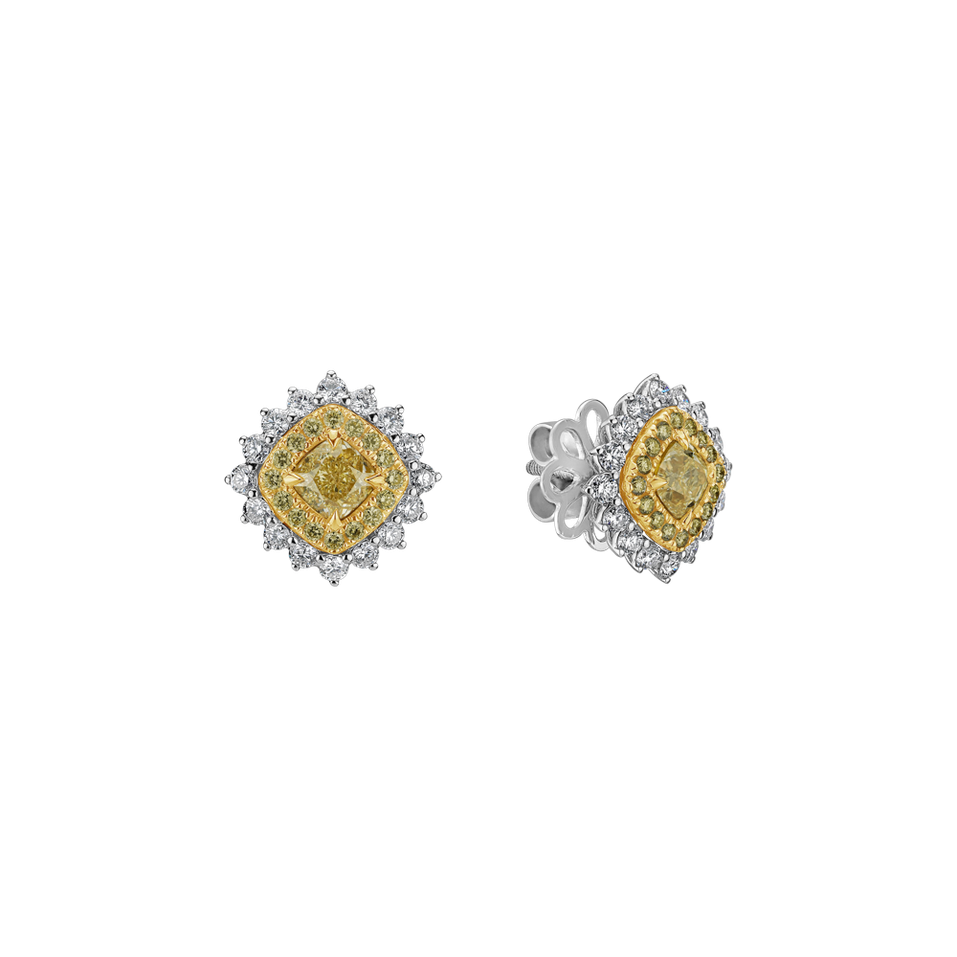 Earrings with yellow and white diamonds Infinite Sunday