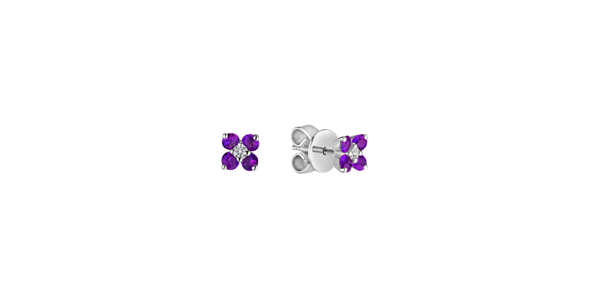 Diamond earrings with Amethyst Brazil Divine Bloom