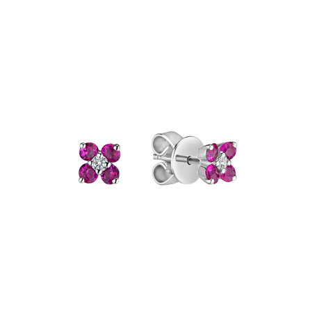 Diamond earrings with Ruby Divine Bloom