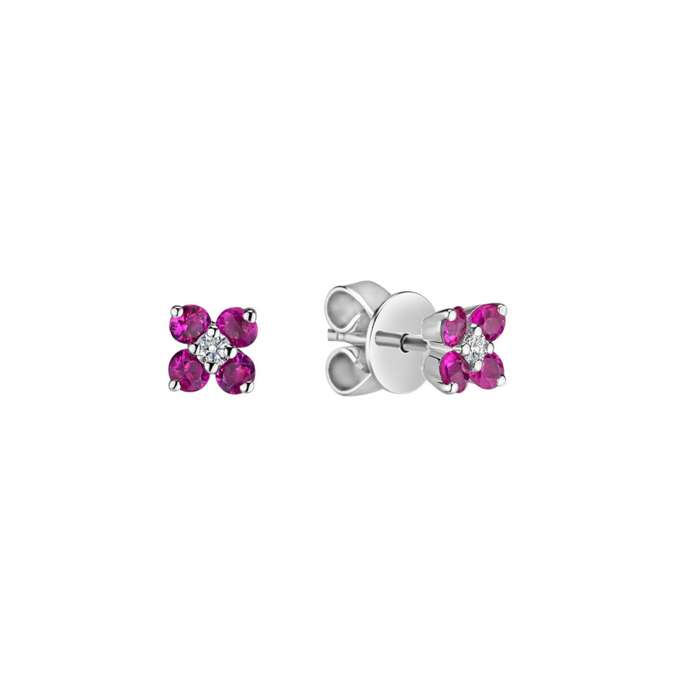 Diamond earrings with Ruby Divine Bloom