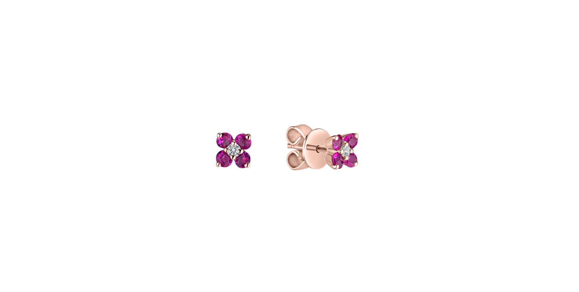Diamond earrings with Ruby Divine Bloom