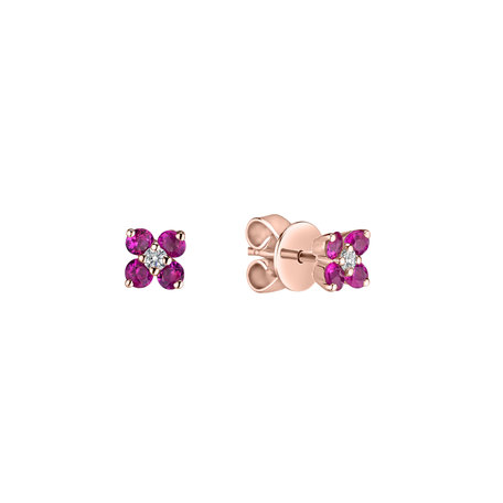 Diamond earrings with Ruby Divine Bloom