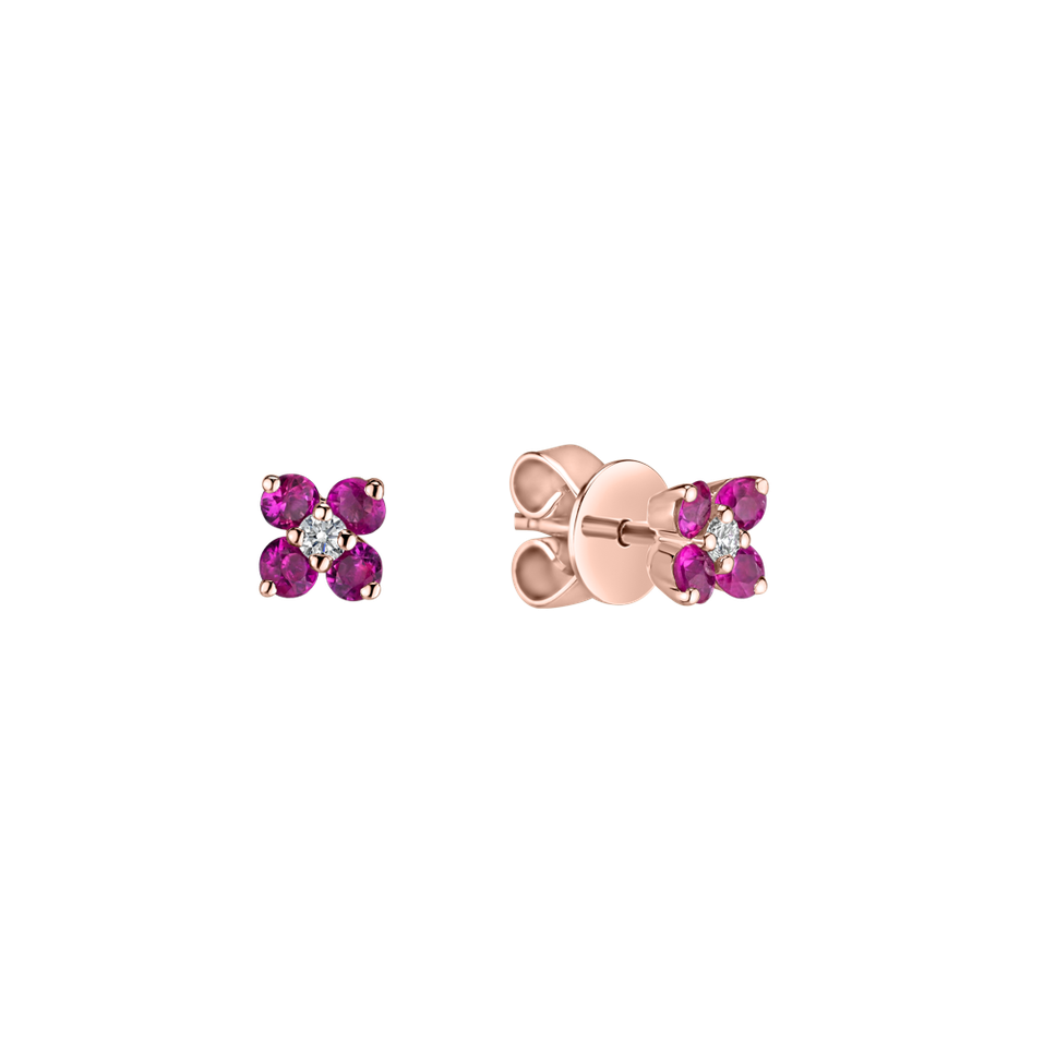Diamond earrings with Ruby Divine Bloom