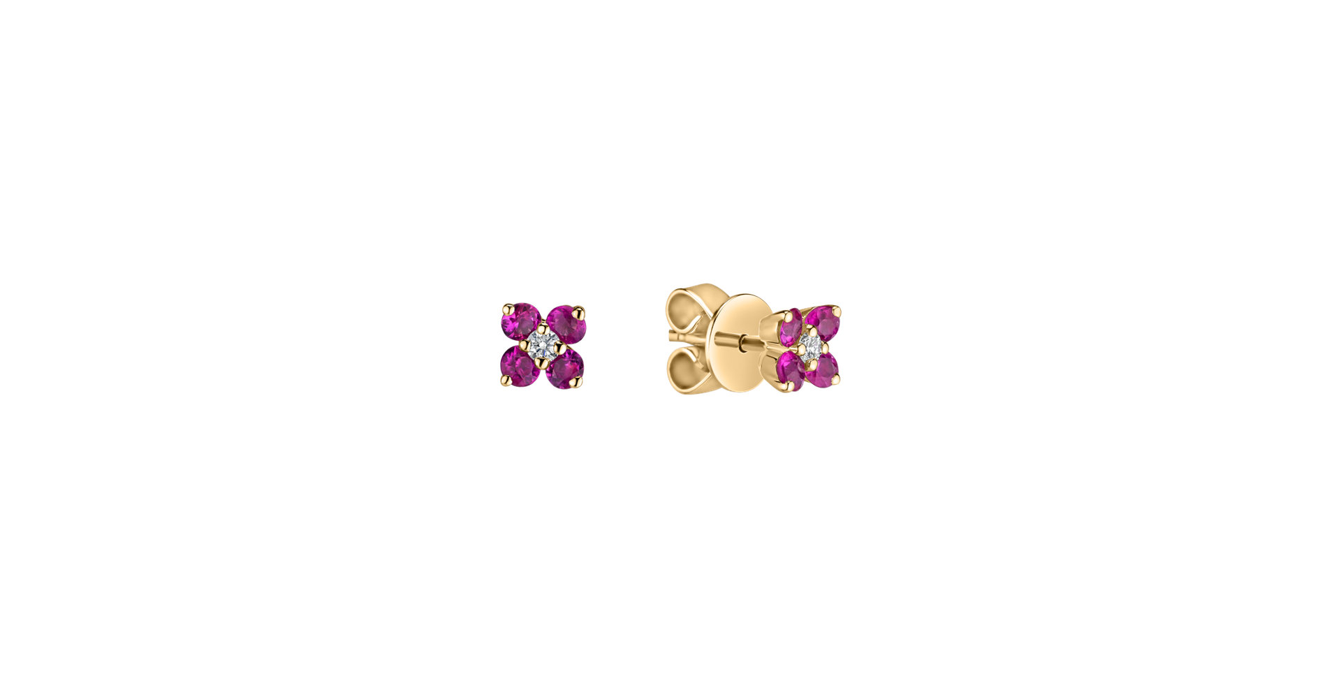 Diamond earrings with Ruby Divine Bloom