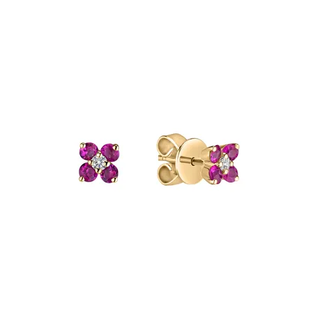 Diamond earrings with Ruby Divine Bloom