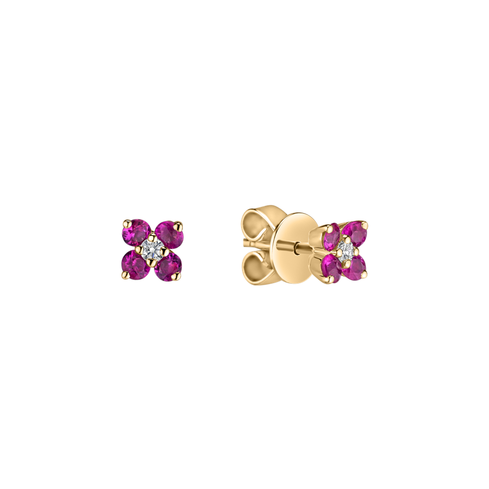 Diamond earrings with Ruby Divine Bloom