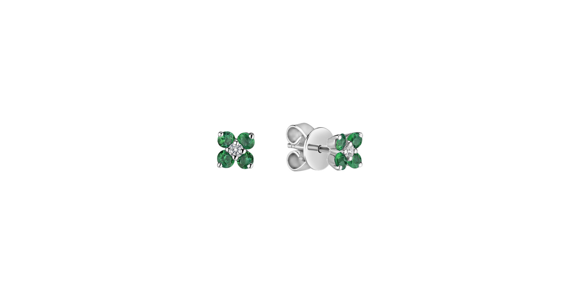 Diamond earrings with Emerald Divine Bloom