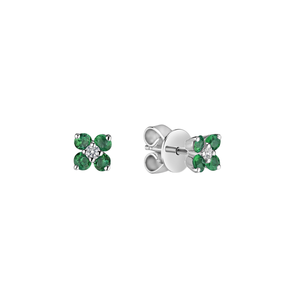 Diamond earrings with Emerald Divine Bloom