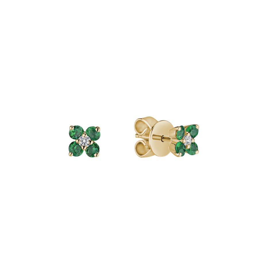 Diamond earrings with Emerald Divine Bloom