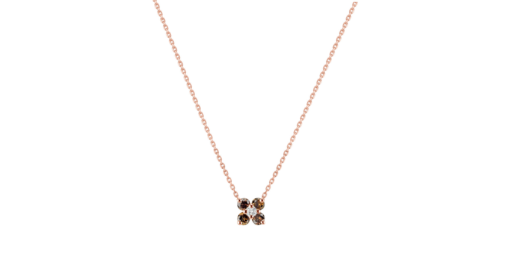 Necklace with brown and white diamonds Divine Bloom