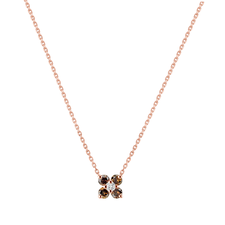 Necklace with brown and white diamonds Divine Bloom