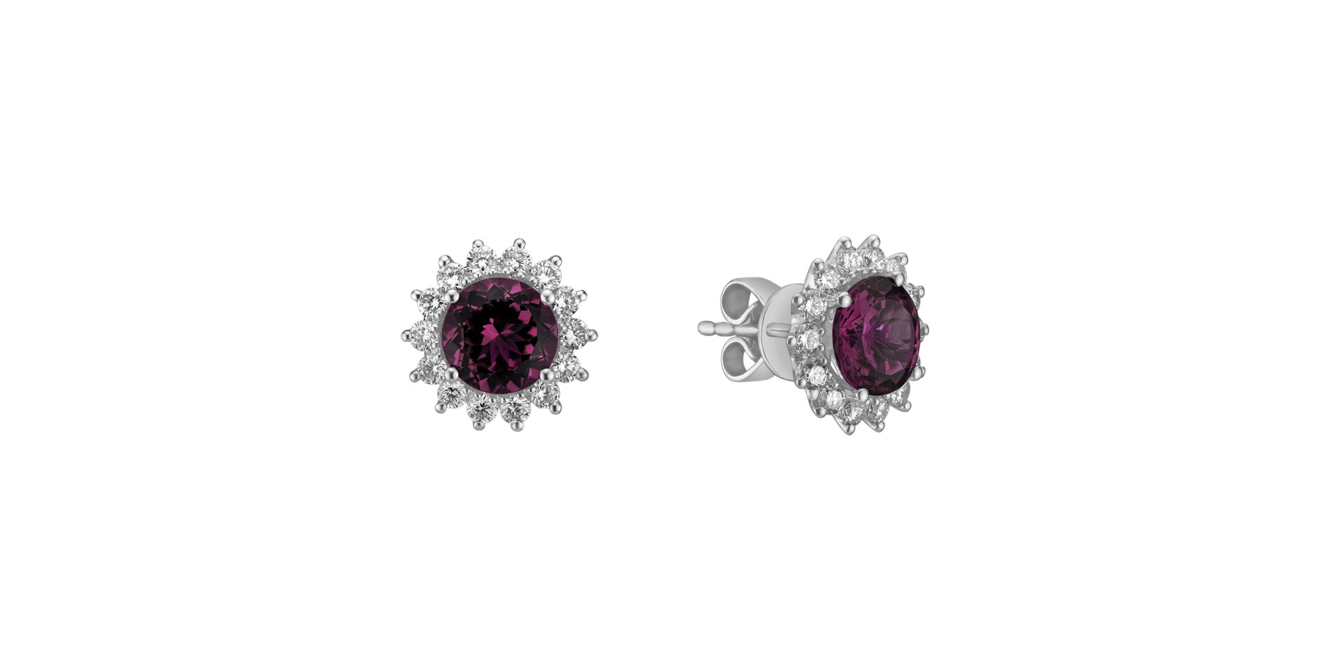 Diamond earrings with Rhodolite Stellar Hope