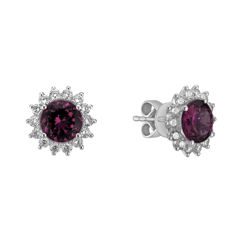 Diamond earrings with Rhodolite Stellar Hope