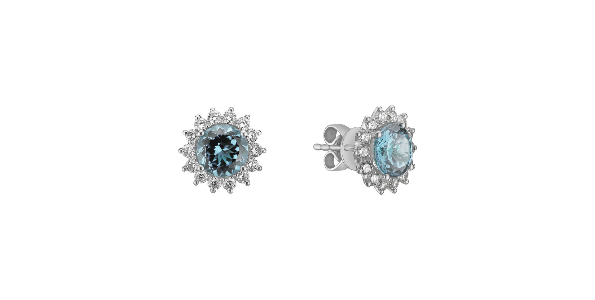 Diamond earrings with Topaz Sky Lilac Flower