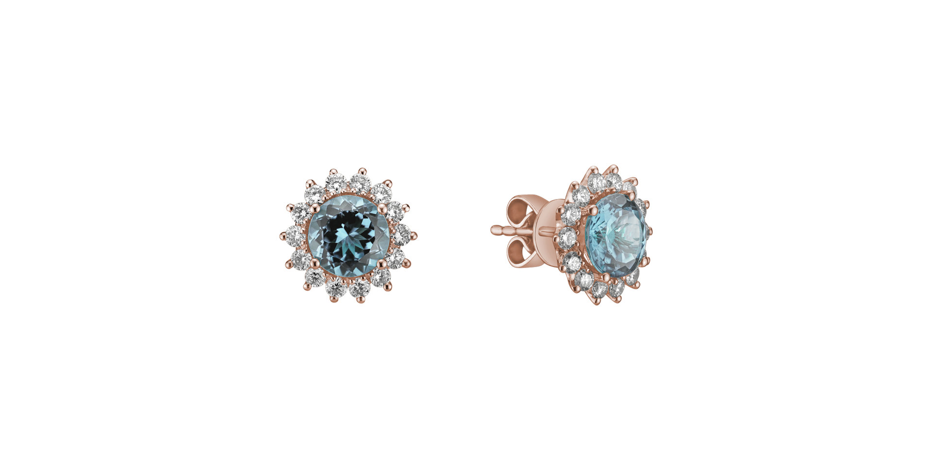 Diamond earrings with Topaz Sky Lilac Flower