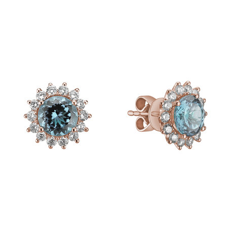 Diamond earrings with Topaz Sky Lilac Flower