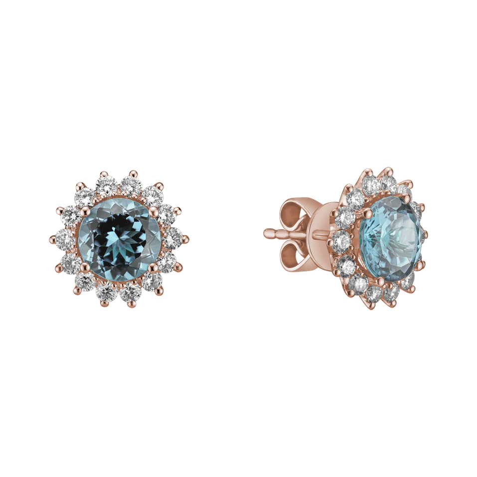 Diamond earrings with Topaz Sky Lilac Flower