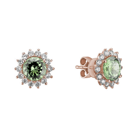Diamond earrings with Amethyst Lilac Flower