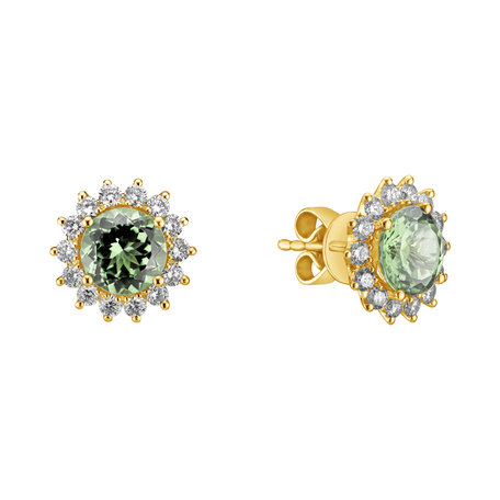 Diamond earrings with Amethyst Lilac Flower