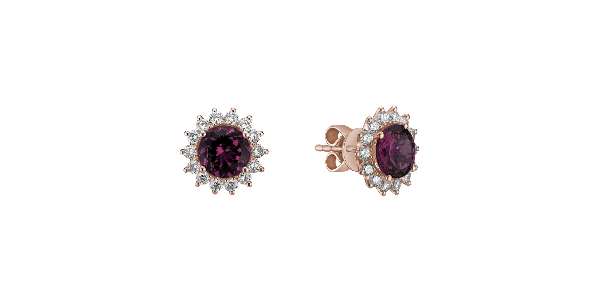Diamond earrings with Rhodolite Stellar Hope