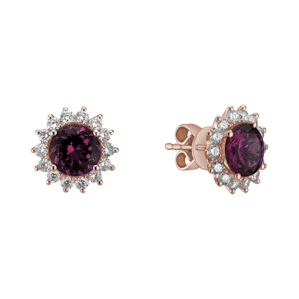 Diamond earrings with Rhodolite Stellar Hope