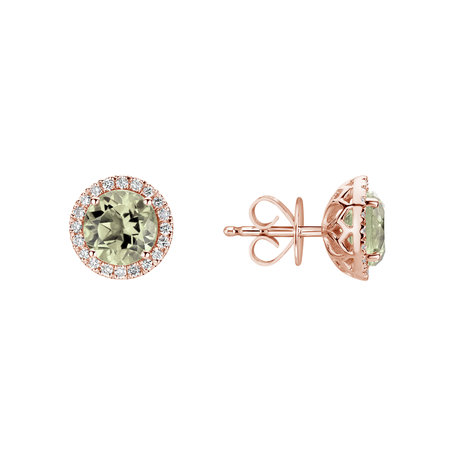 Diamond earrings with Amethyst Green Eternal Sunshine