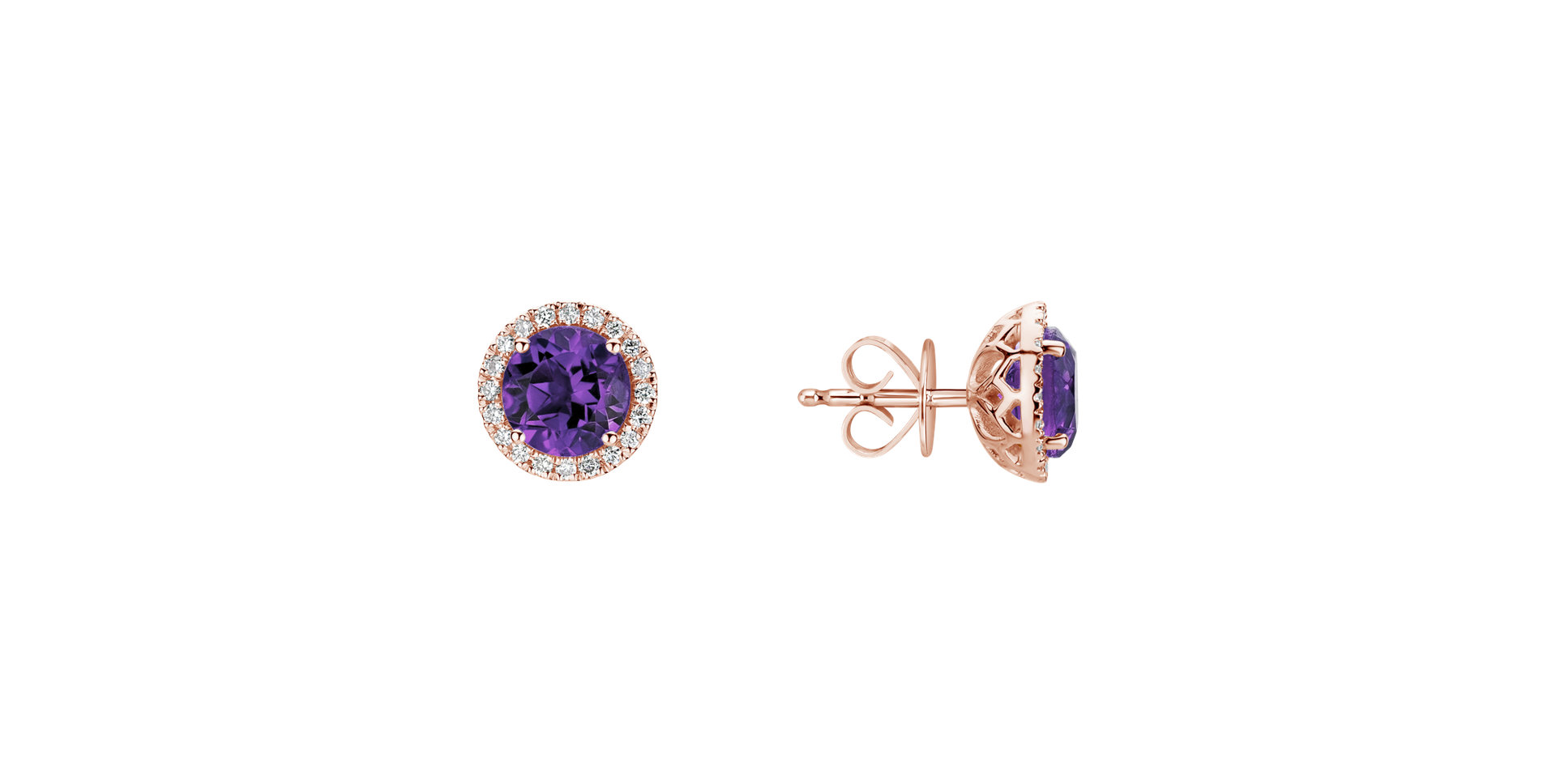 Diamond earrings with Amethyst Brazil Eternal Sunshine