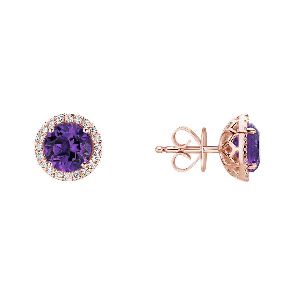 Diamond earrings with Amethyst Brazil Eternal Sunshine