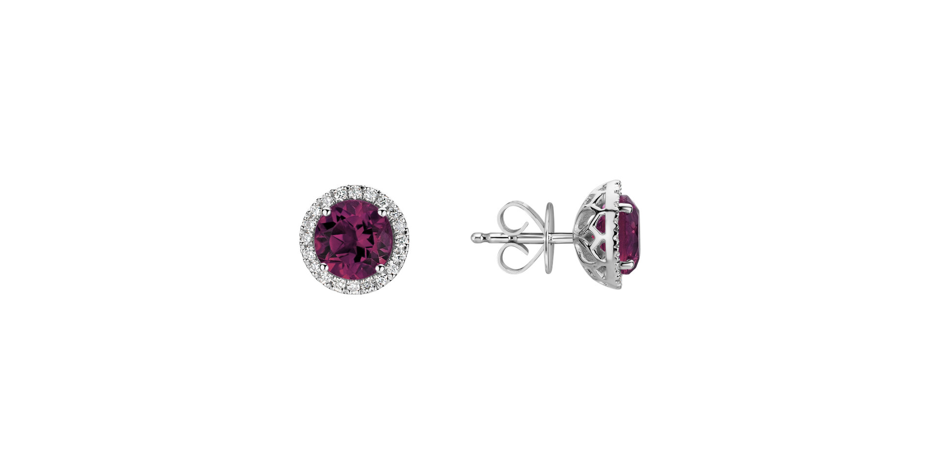 Diamond earrings with Rhodolite Eternal Sunshine