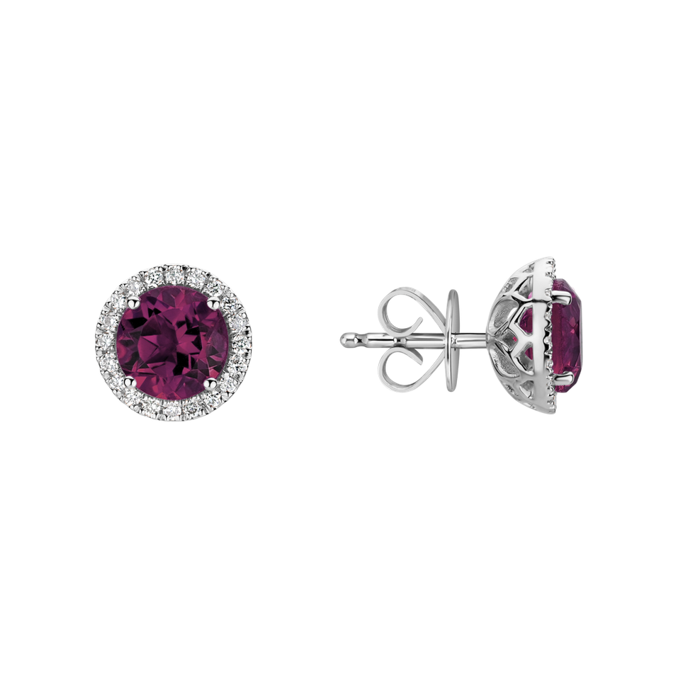Diamond earrings with Rhodolite Eternal Sunshine