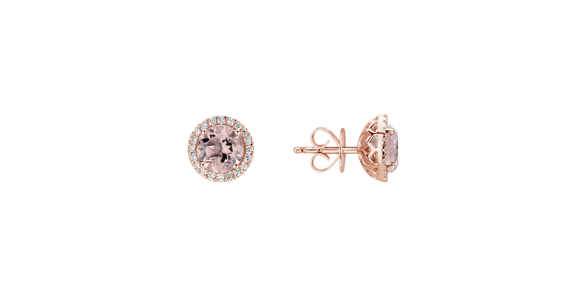 Diamond earrings with Morganite Eternal Sunshine
