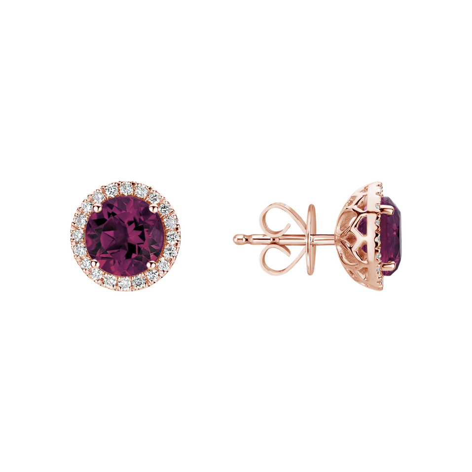 Diamond earrings with Rhodolite Eternal Sunshine