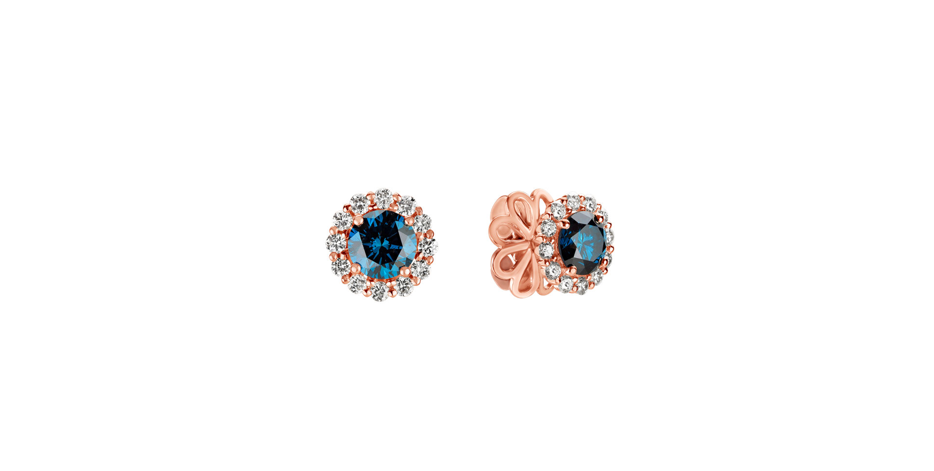 Earrings with blue diamonds and white diamonds Bloom Spark