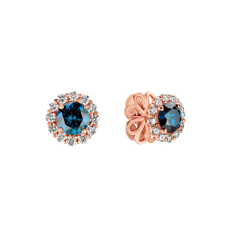 Earrings with blue diamonds and white diamonds Bloom Spark