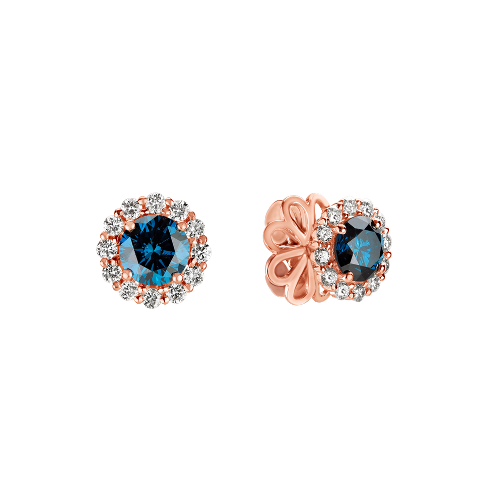 Earrings with blue diamonds and white diamonds Bloom Spark