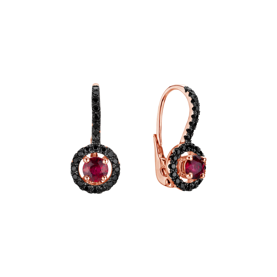 Earrings with black diamonds and Ruby Infinite Splendour