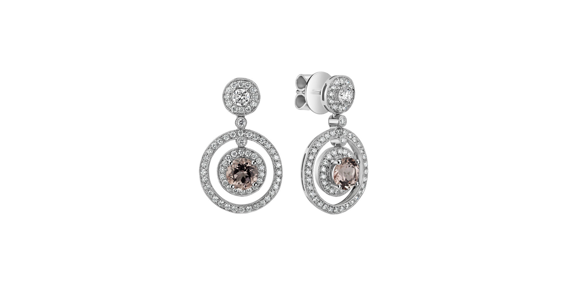 Diamond earrings with Morganite Barbarosa