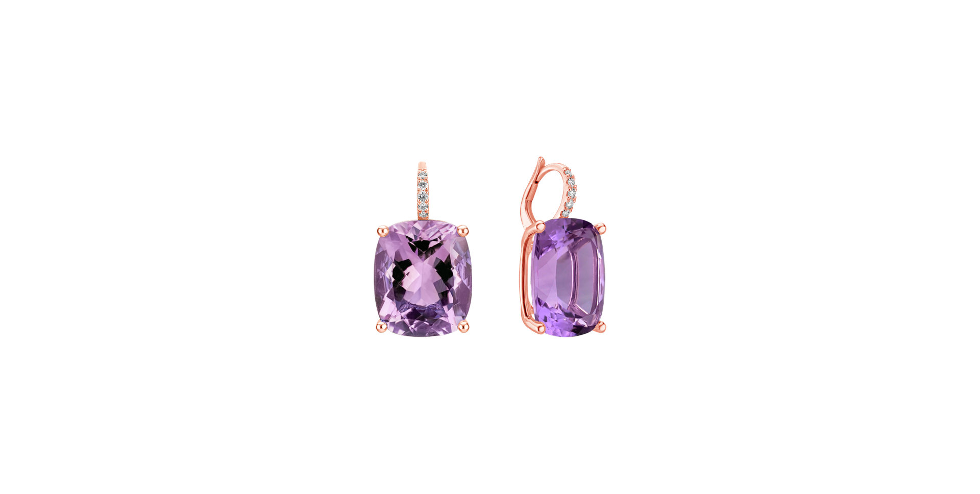 Diamond earrings with Amethyst Apollo