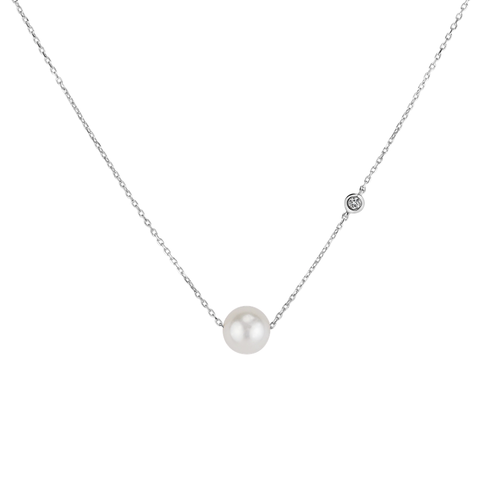 Diamond necklace with Fresh Water Pearl Lakeside Love