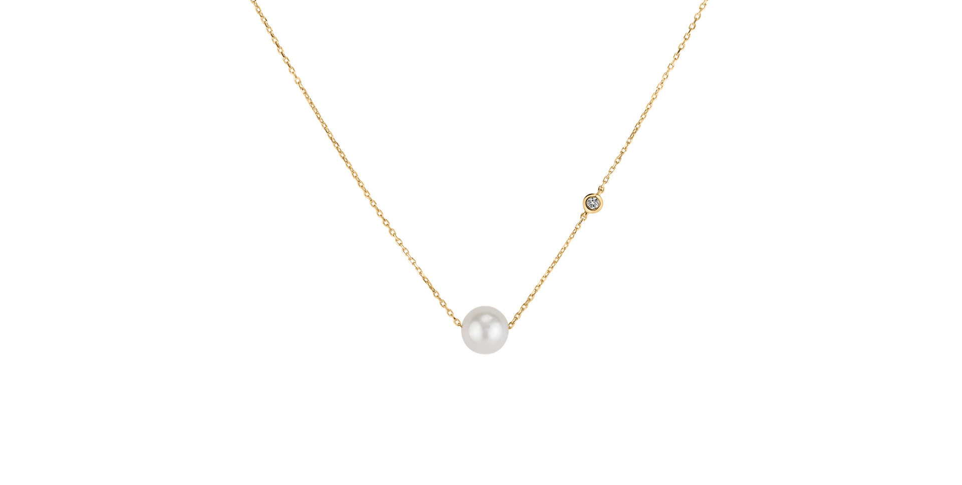 Diamond necklace with Fresh Water Pearl Lakeside Love