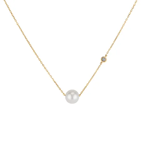 Diamond necklace with Fresh Water Pearl Lakeside Love