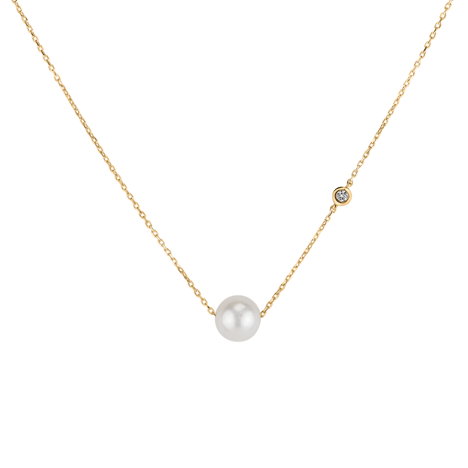 Diamond necklace with Fresh Water Pearl Lakeside Love