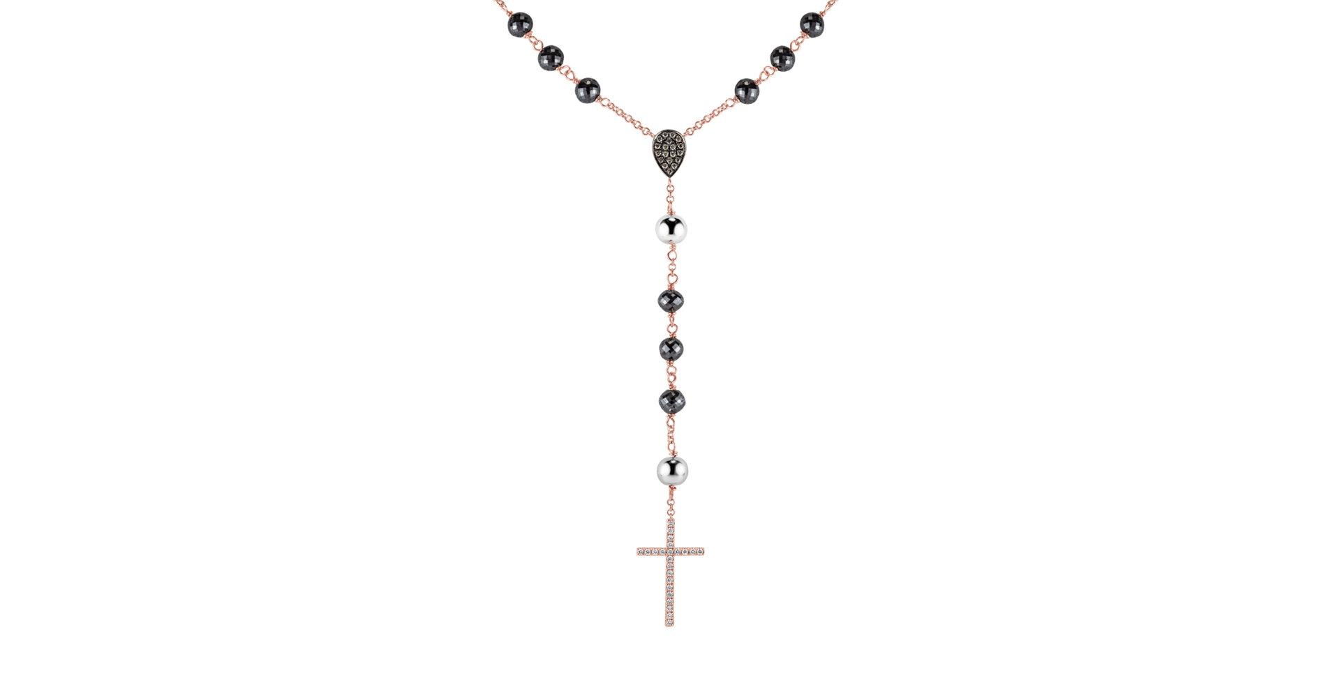 Necklace with black diamonds Elegant Cross
