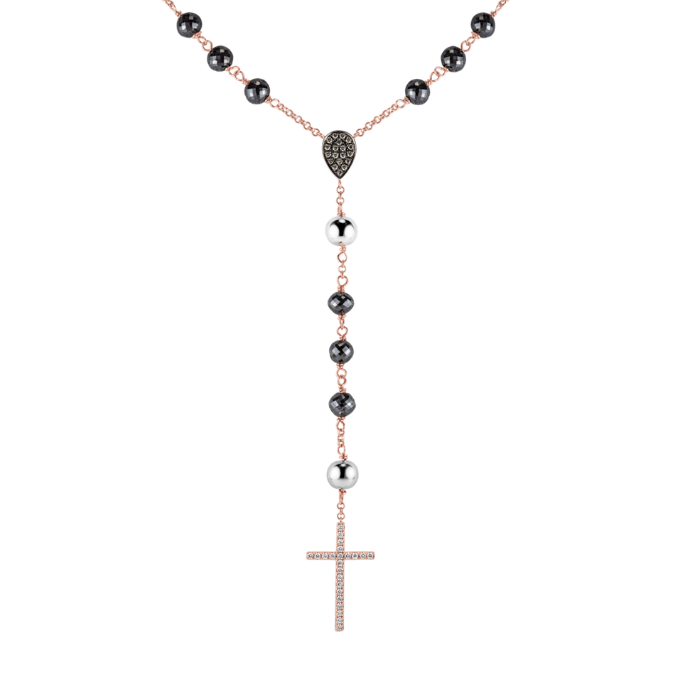 Necklace with black diamonds Elegant Cross