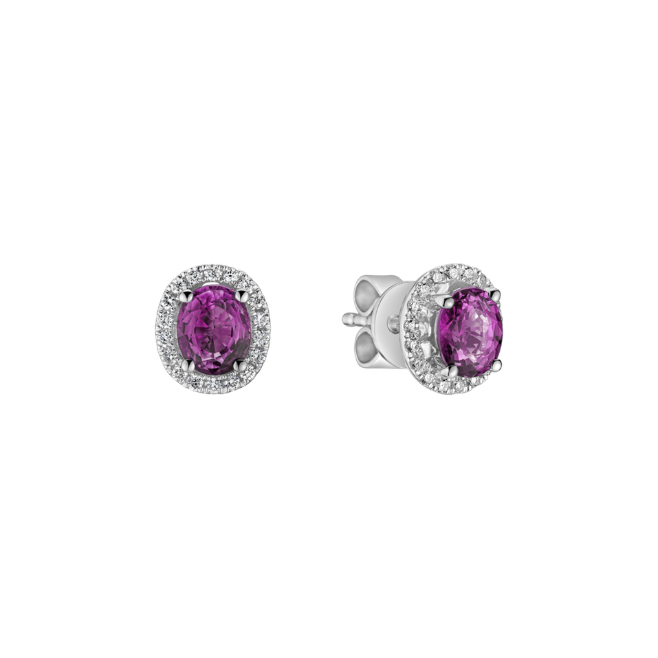 Diamond earrings with Sapphire Imperial Sapphire