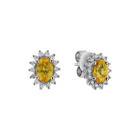 Diamond earrings with Sapphire Princess